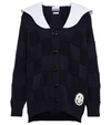 Ganni Sailor-collar Intarsia-knit Cardigan In Sky Captain