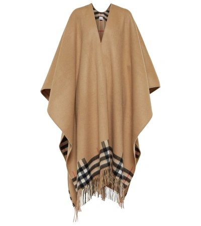 Burberry Vintage Check Reversible Cashmere And Wool Cape In Neutrals