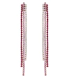 SHAY JEWELRY TRIPLE THREAD 18KT ROSE GOLD DROP EARRINGS WITH RUBIES, PINK SAPPHIRES, AND DIAMONDS