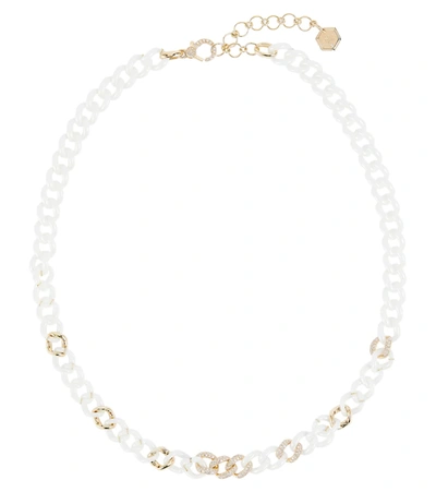 Shay Jewelry Pavé Medium 18kt Gold Chain Necklace With Diamonds In Yellow Gold/white Ceramic