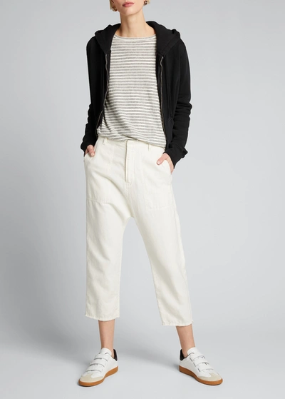Nili Lotan Luna Cotton-linen Cropped Pants In White