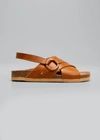 See By Chloé Gema Leather Crisscross Slingback Sandals In Tan