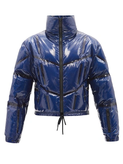 Moncler Siguret Cropped Hooded Quilted Down Ski Jacket In Blue
