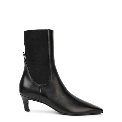 Totême The Mid Heel Calfskin Ankle Boots In Black