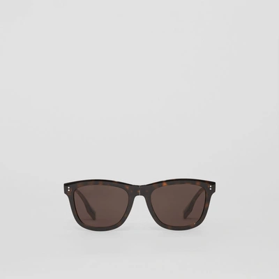 Burberry Logo Detail Square Frame Foldable Sunglasses In Tortoiseshell