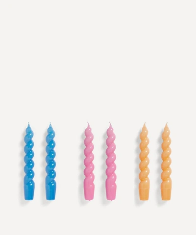 Hay Spiral Candles Set Of Six In Assorted