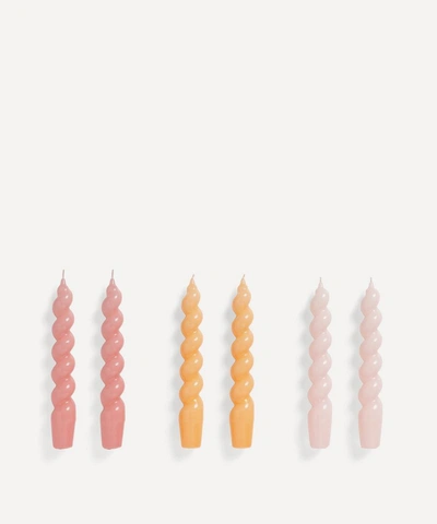 Hay Spiral Candles Set Of Six In Assorted