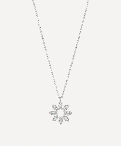 Dinny Hall 14ct White Gold Diamond Jasmine Flower Pendant Necklace