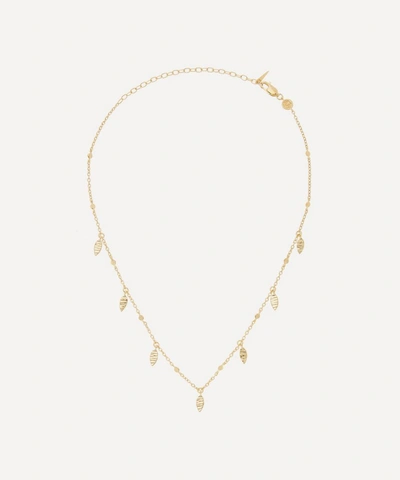 Missoma 18ct Gold Plated Vermeil Silver Leaf Charm Choker Necklace