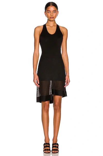 Alaïa Edition 1986 Asymmetric Shiny Mesh Dress In Noir