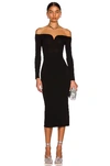 Khaite Valeska Off-the-shoulder Rib Midi Dress In Black