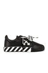 Off-white Black Leather Low Vulcanized Sneakers In Black & White