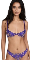 Fleur Du Mal Lily Embroidered Satin And Tulle Underwired Bra In Pansy