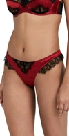 Kiki De Montparnasse Sensuel Lace-trim Silk Thong In Red
