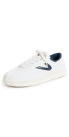 Tretorn A-nyliteca Canvas Retro Tennis Sneakers In White Navy