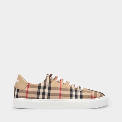 BURBERRY LF TNR NEWALBRIDGE LCHK SNEAKERS - BURBERRY - BEIGE - COTTON