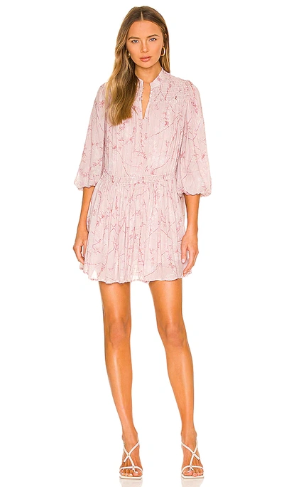 Allsaints Drop Waist Tea Dress With Long Sleeves In Pink Floral