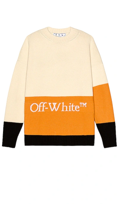 Off-white Multicolor Colorblock Knit Crewneck Sweater In Neutrals