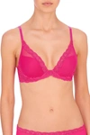 Natori Feathers T-shirt Everyday Plunge Bra (32d) In Electric Pink