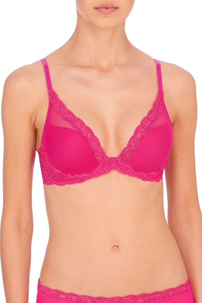Natori Feathers T-shirt Everyday Plunge Bra (32d) In Electric Pink