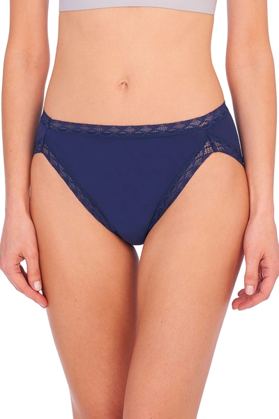 Natori Intimates Bliss French Cut Brief Panty Underwear With Lace Trim In True Navy