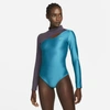 Nike Serena Williams Design Crew Women's Long-sleeve Tennis Bodysuit In Bright Spruce,cave Purple,gold
