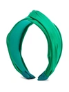 Jennifer Behr Green Twist Silk Headband In Grün