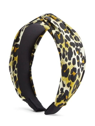 Jennifer Behr Fiona Silk Leopard Knotted Headband In Black