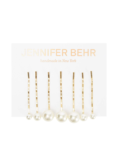Jennifer Behr Set Of 7 Perla Hairclips In Weiss