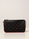 Christian Louboutin Loubila Shoudler Bag In Loubinthesky Perforated Leather In Black