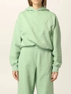 Attico Maeve Interlock Cotton Jersey Hoodie In Sage