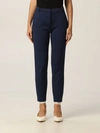 Pinko Pants In Viscose Technical Fabric In Blue