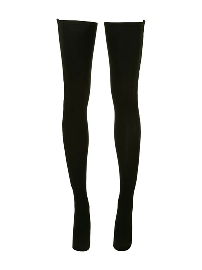 Dion Lee Stretch Ribbed Stockings In Black