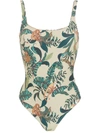 Lygia & Nanny Hapuna Leaf-print Swimsuit In Neutrals