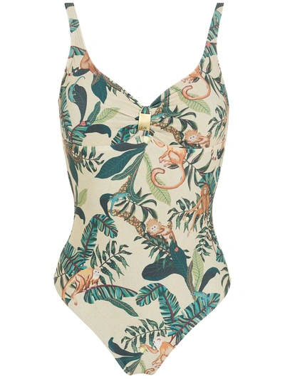 Lygia & Nanny Roberta Floral-print Swimsuit In Neutrals