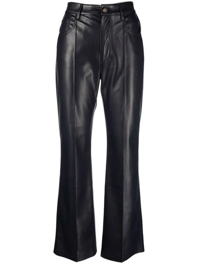 Nanushka Faux-leather Flared Trousers In Black