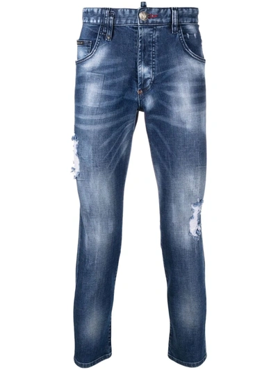 Philipp Plein Super Straight Distressed Denim Jeans