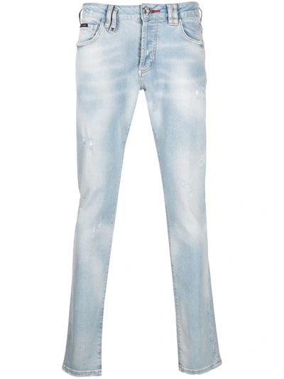 Philipp Plein Super Straight-cut Faded Jeans In Multi