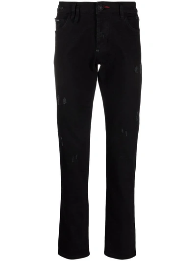 Philipp Plein Straight-cut Denim Jeans In Black