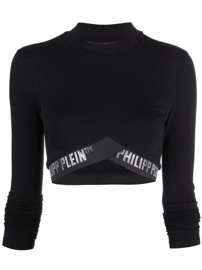 Philipp Plein Logo Cotton Jogging Top In Black