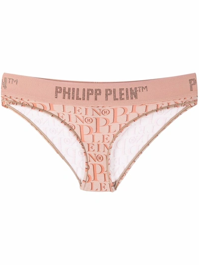 Philipp Plein All-over Logo Print Briefs In Neutrals