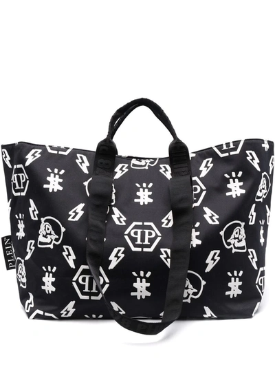 Philipp Plein Monogram Pattern Tote Bag In Black