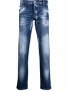 PHILIPP PLEIN SUPREME DESTROYED LOW-RISE STRAIGHT JEANS