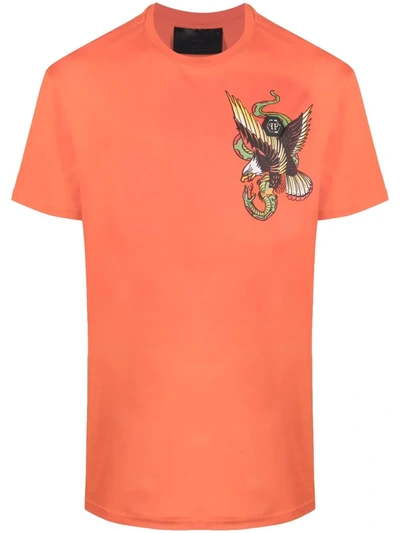 Philipp Plein Stones Gothic Plein 短袖t恤 In Orange