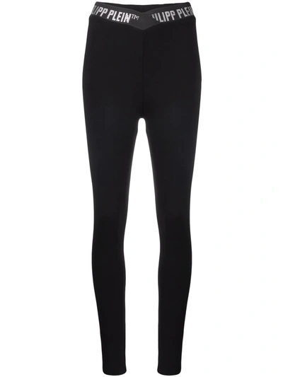 Philipp Plein Logo-embellished Leggings In Black