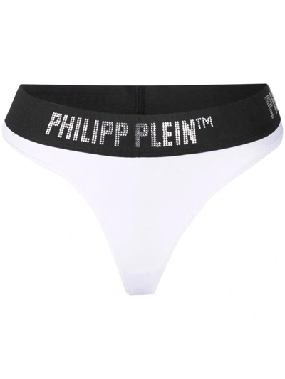 Philipp Plein Logo-studded Two-tone Thong In White