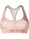 Philipp Plein Logo-print Studded Bra In Neutrals