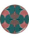 La Doublej Geometric-print Gilded Porcelain Serving Platter In Green