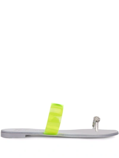 Giuseppe Zanotti Crystal-embellished Flat Toe-ring Sandals In Yellow