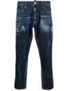 PHILIPP PLEIN DISTRESSED-EFFECT CROPPED JEANS